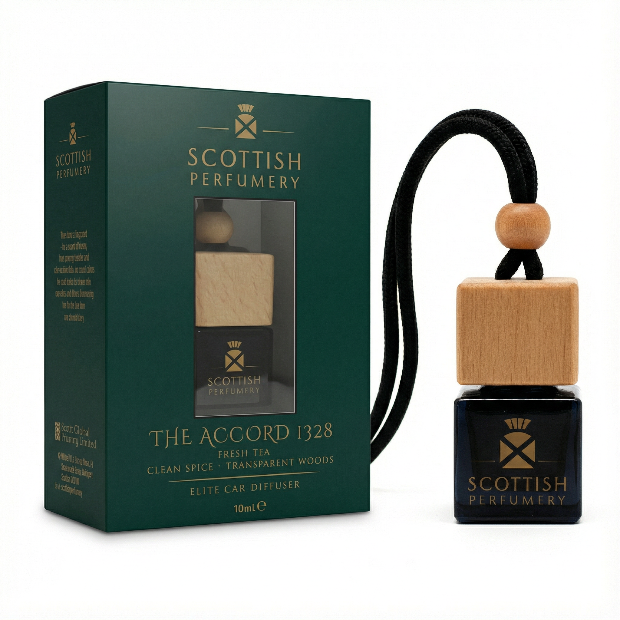 THE ACCORD 1328 Executive Car Diffuser | Fresh Tea & Transparent Woods Scent | Elegant, Long-Lasting Luxury Fragrance | Crafted in Scotland